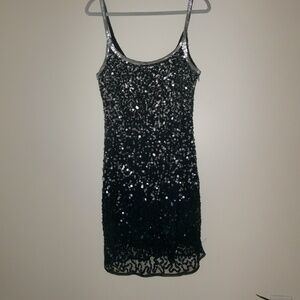 NWT black and metallic sequin mini dress